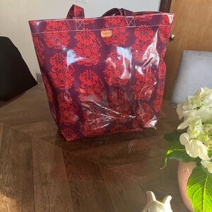 Consuela Burgundy Tote with Red Floral Print